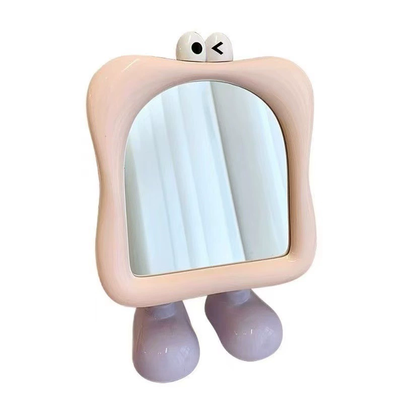 Handheld Tabletop Mirror for Students, Cute Standing Makeup Mirror, Compact Portable (White/Blue/Pink)