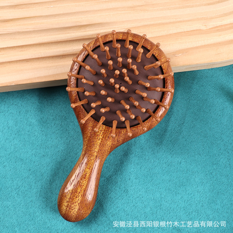 天然黑金檀木梳子原木刻印口袋梳女生家用顺发礼品工艺品国风木梳|undefined