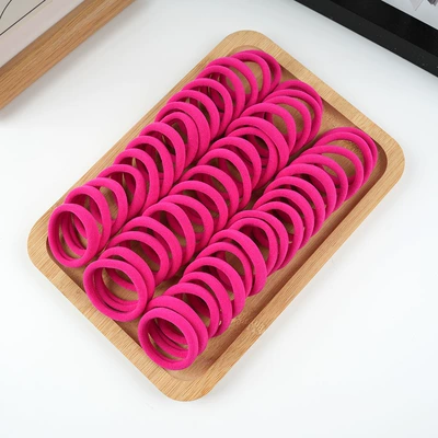 Saç üçün rezinlər | Rope Hair Ring Headwear - rose-red-100-pieces-in-opp-bag