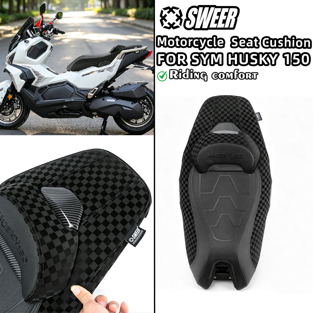 The new model is suitable for the SYM Husky 150 motorcycle, featuring a modified waterproof and comfortable seat cushion assembly with lumbar support