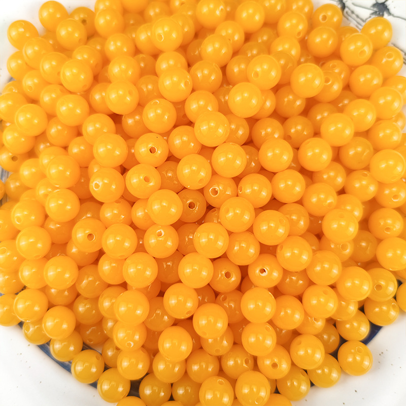 Imitation Beeswax Color Round Bead Bracelet Spacer Beads Loose Beads Wholesale Ethnic Style Material DIY Resin Plastic Jewelry Accessories