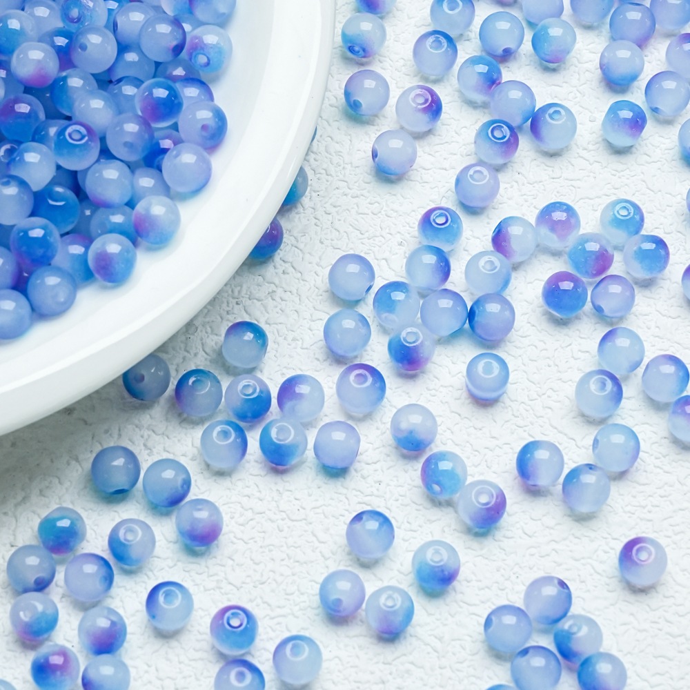10mm de dos colores de gradiente de perlas de vidrio collar pulsera hecha a mano DIY pulsera cuentas redondas accesorios al por mayor