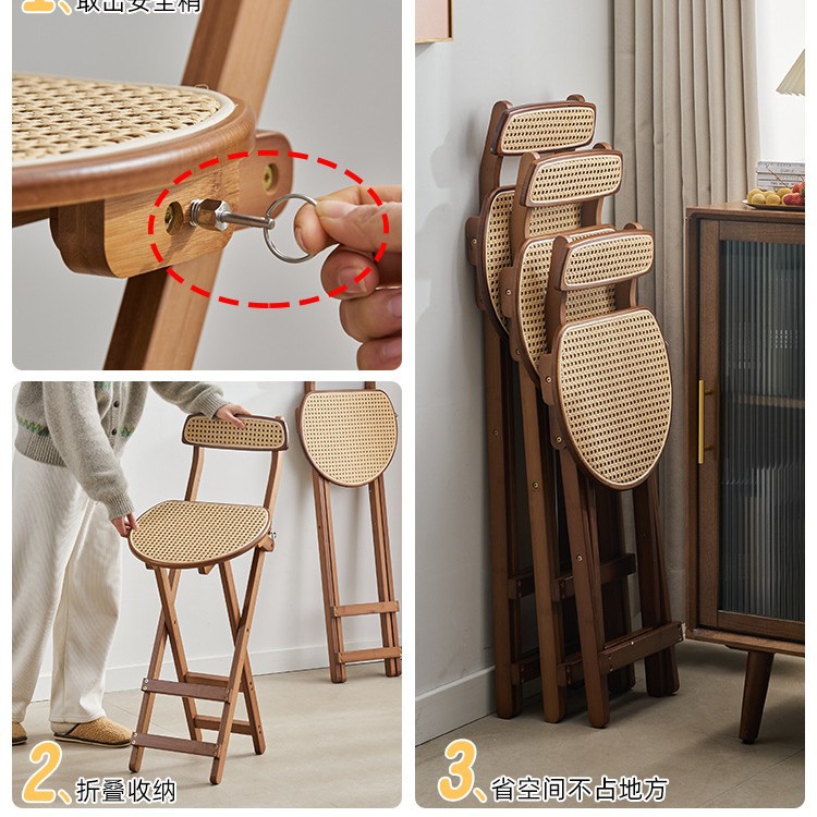 Taburete plegable cafetería cajero contador respaldo silla portátil sólido adulto pequeño banco