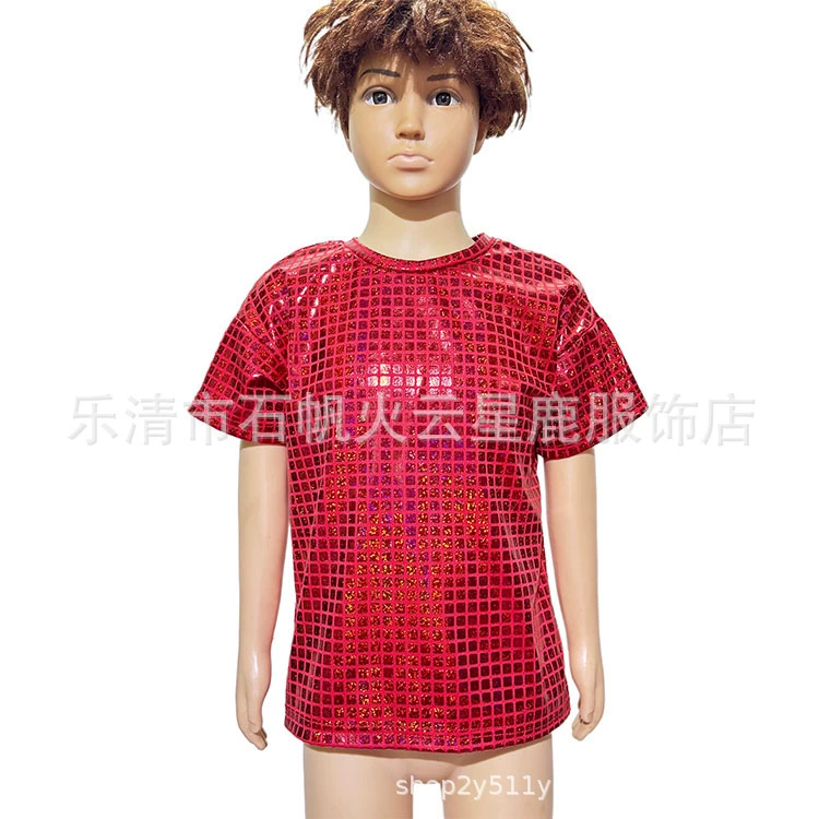 Children's nail sequins, women's watch for adults for men and women, shiny suit, short sleeve T-shirt