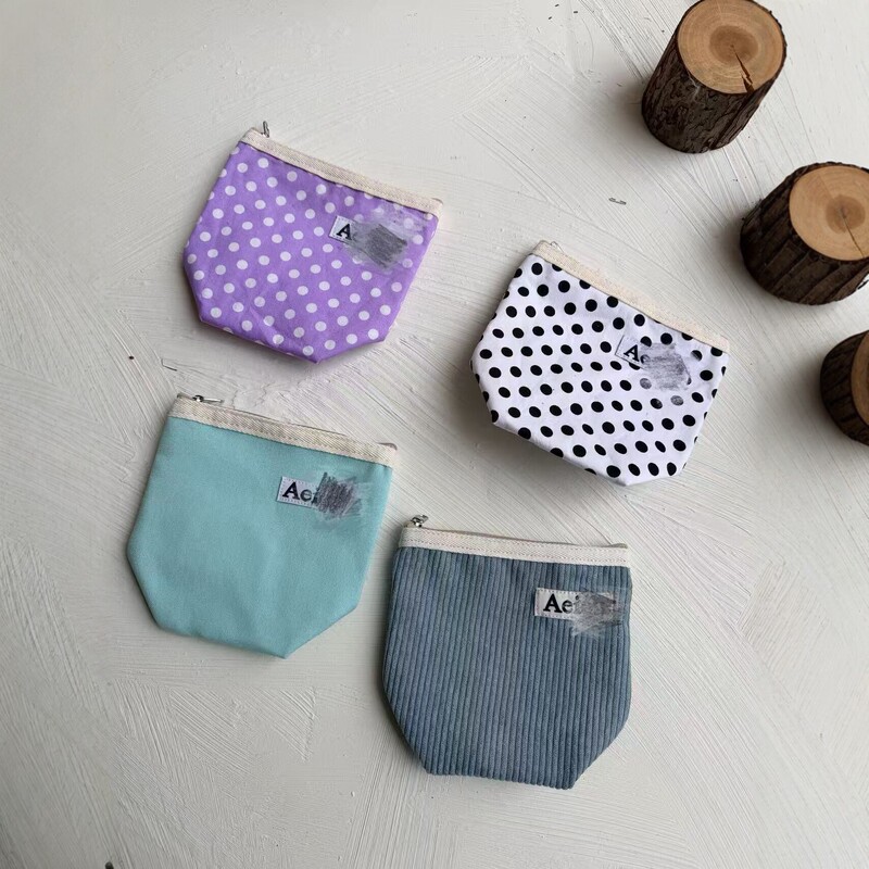 Korean Instagram Niche Designer Canvas Mini Polka Dot Storage Bag Coin Purse Portable Makeup Bag Storage Bag Trendy