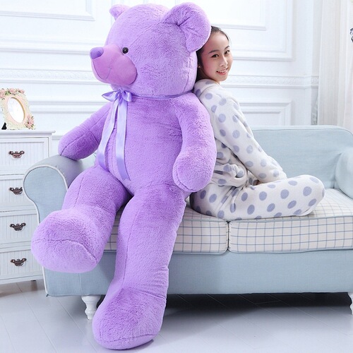 Large Purple Teddy Bear Lavender Bear Purple Ribbon Bear Plush Toy Big Bear Rag Doll Girl