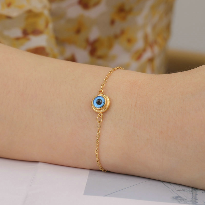 Cross-Border Amazon Best-Selling Evil Eye Bracelet with Simulated Eye Pendant, Adjustable Fine Bracelet Jewelry