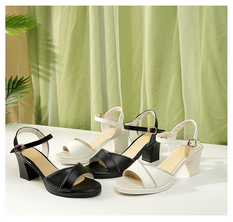 Sandal cao gót nữ hở mũi gót dày 7 cm, size lớn 41-43 — đen chi tiết 22