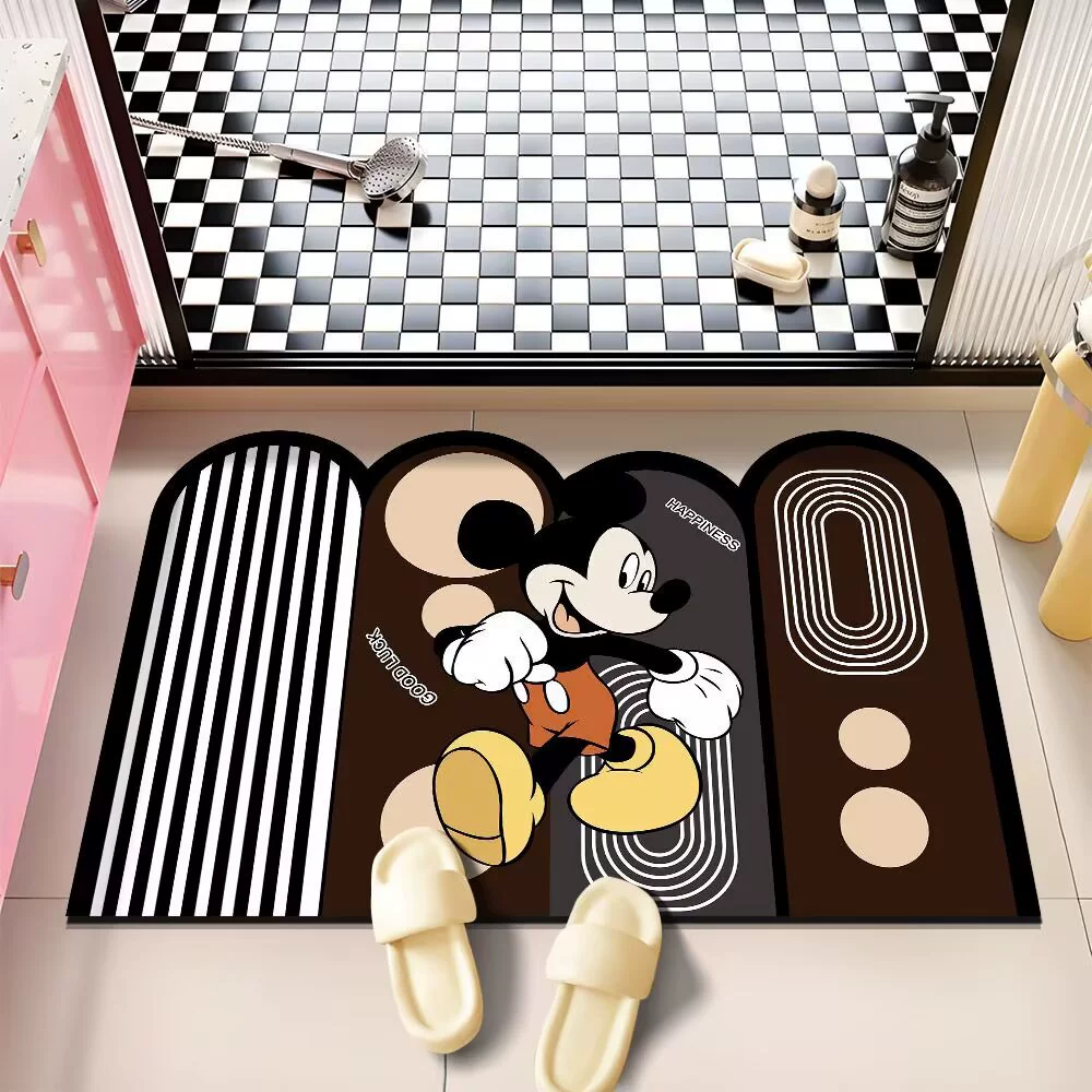 Простой коврик для входной двери с изображением Микки Мауса из диатомовой грязи, водопоглощающий и грязеотталкивающий коврик для двери ванной комнаты, готовый к продаже
