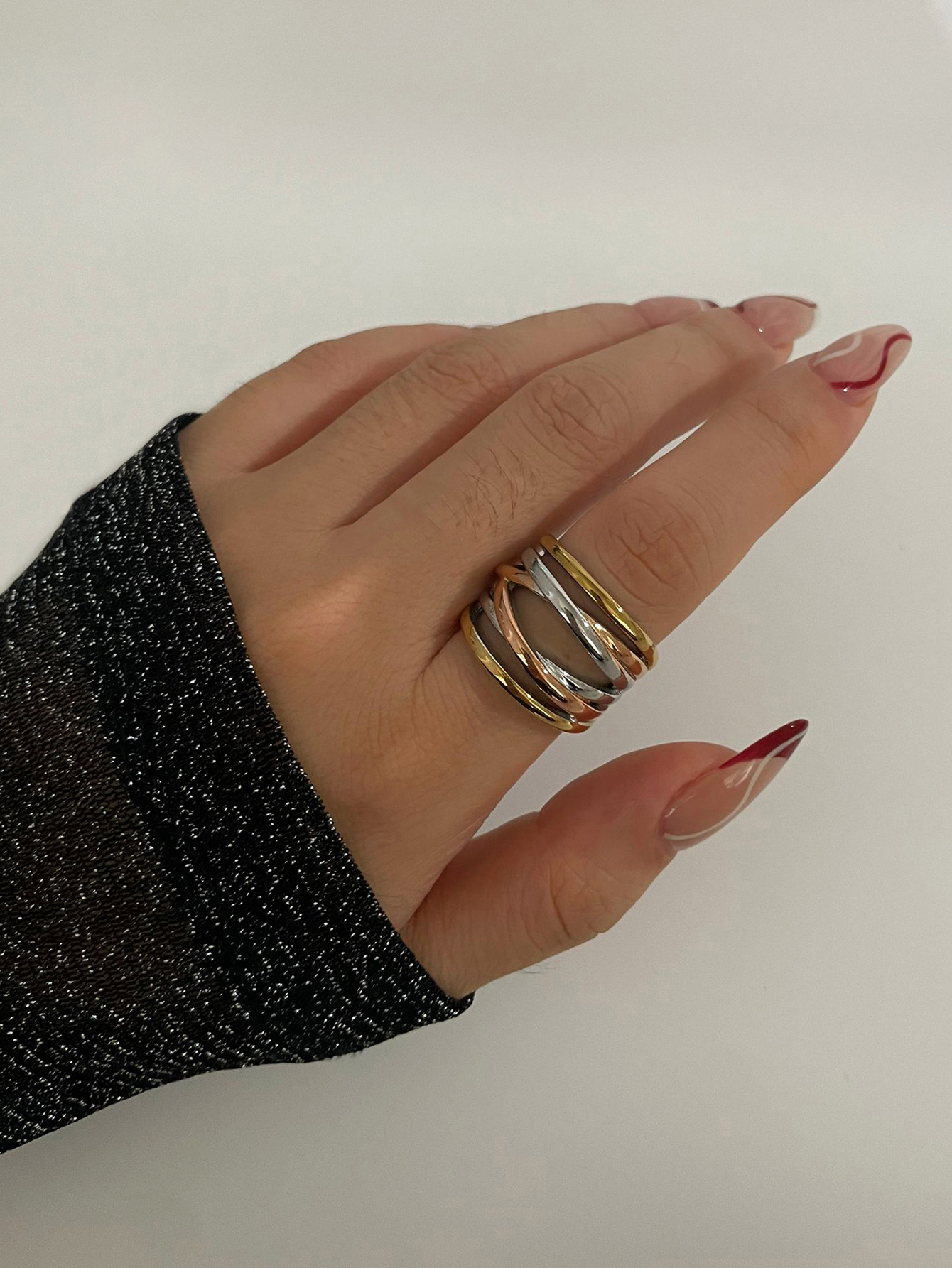6, 9 Ring Size 1 Piece Quantity Holiday, Daily Occasion 316L Stainless Steel Cross Geometric Solid Color Waterproof Non Tarnish Surgical Steel Modern Style Classic Style Rings For Women's