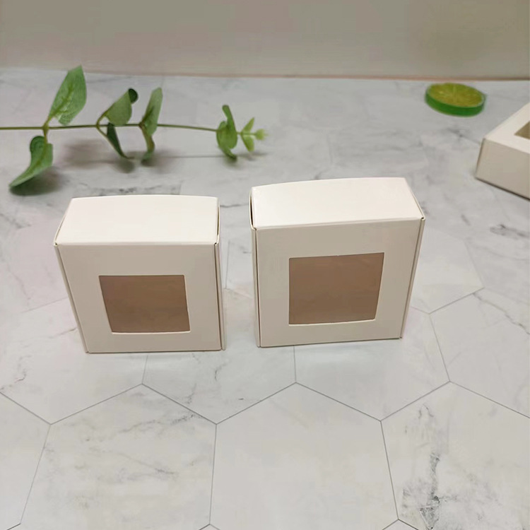 Caja de embalaje de jabón hecho a mano Caja de papel de ventana transparente Caja de almacenamiento de joyería Caja de regalo Mini caja de jabón al por mayor