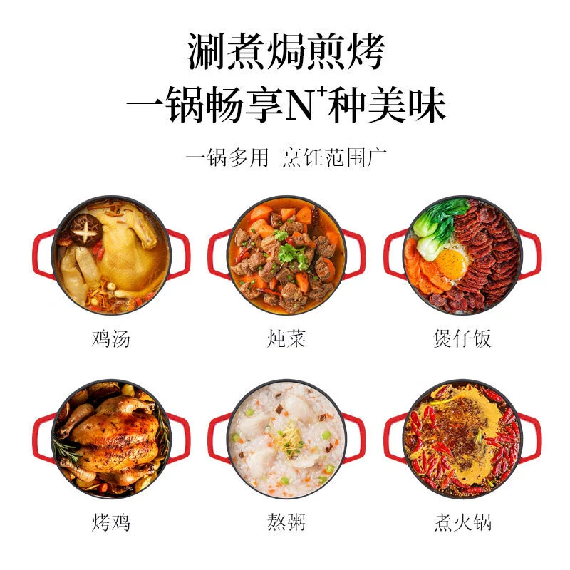 Чугунная эмалированная кастрюля Rongshi.da для хот-пота, похлёбка, рагу, суп, хот-пот, индукционная плита, электрическая кастрюля RSD214-FJ