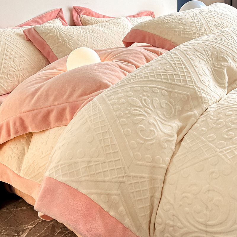 生放送で起爆した秋の冬には、彫刻ミルクのベルベットを厚くしてベッド用品のシーツをカバーしてベッドカバーをカバーしている