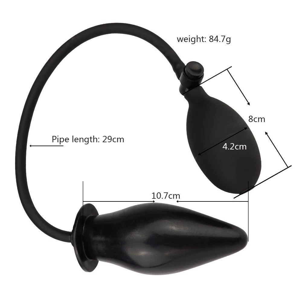 Anal dilator inflatable expander, female adult toy, hand pump, black or flesh (aluminum pouch)