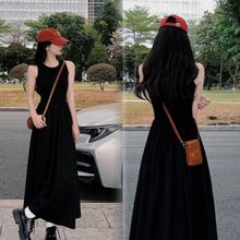 黑色背心长裙气质裙子法式吊带无袖连衣裙2023夏季新款小众赫本风