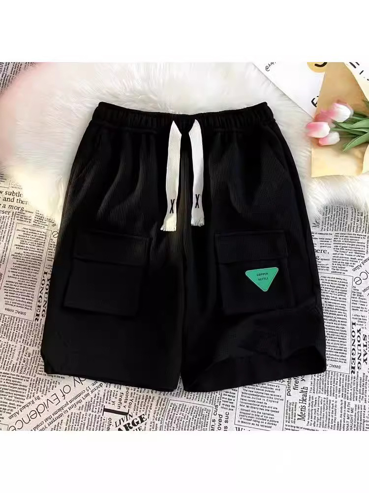 2024 Hong Kong viento coreano ins tendencia retro japonés todo fósforo suelto traje recto pantalones de cinco puntos pantalones casuales hombres de moda