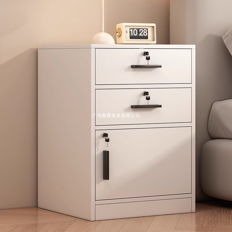 Bedside Table with Lock for Home Bedroom Light Luxury Small Cabinet Storage Cabinet Wall Storage Simple Bookcase Bedside Storage Cabinet