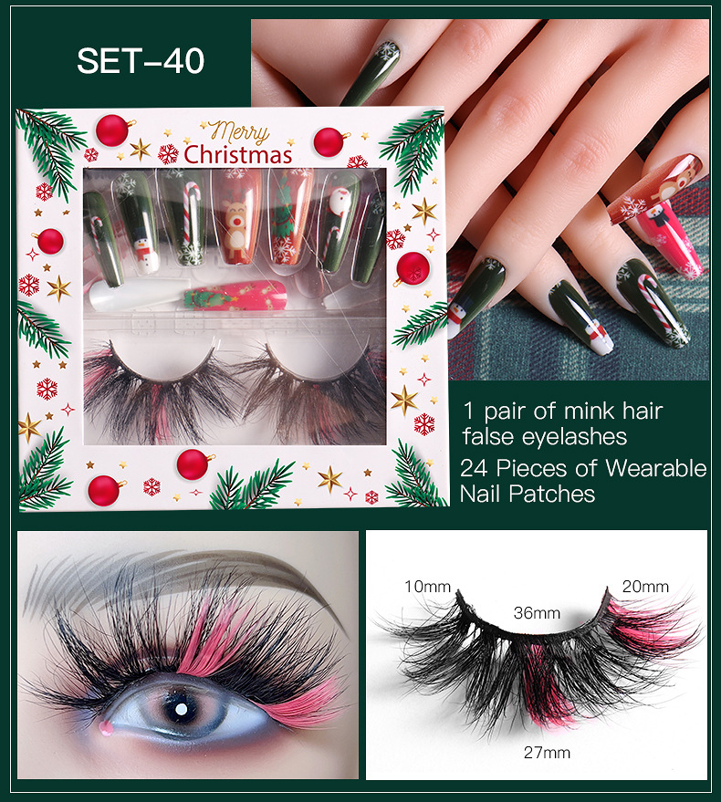 Fashion Christmas Manicure False Eyelashes Tool Set display picture 1