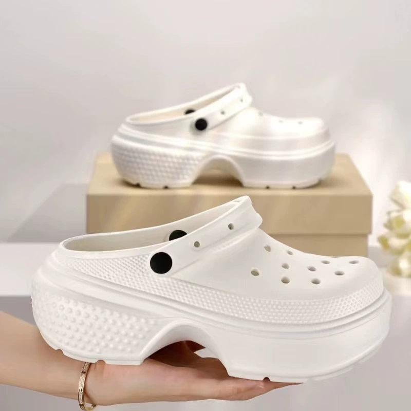 Платформенные кроксы Nimbus Crocs женские 2024 — толстая подошва, противоскользящие пляжные сандалии