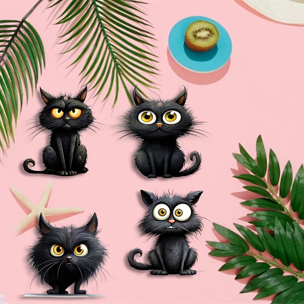 10 emoticones de gato negro colgantes de madera hechos a mano decoración navideña regalo perfecto para Navidad Halloween