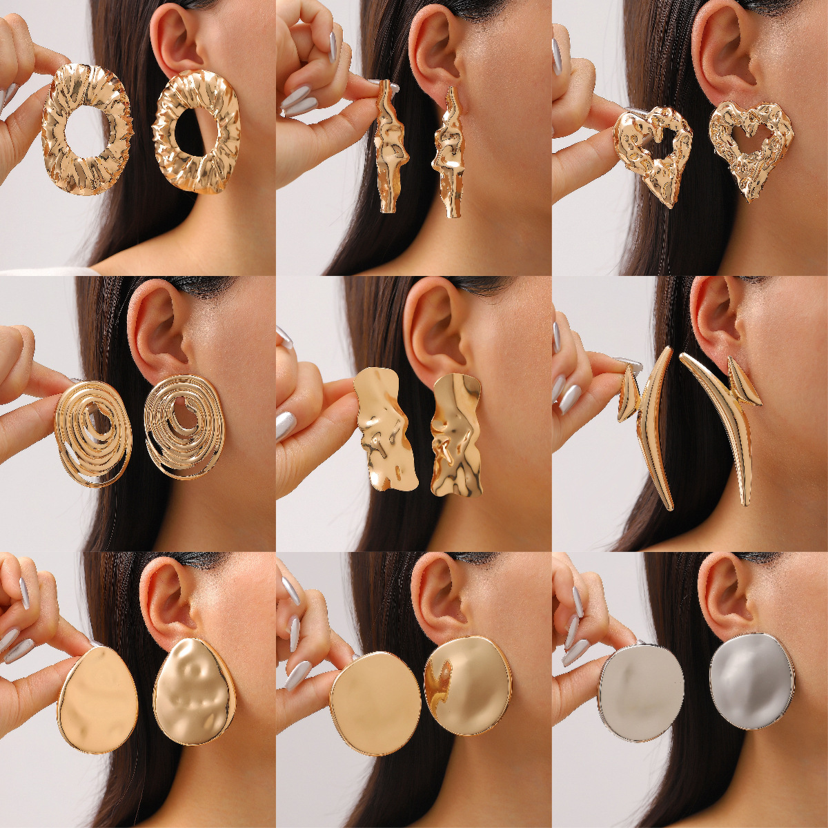 European and American cross -border retro exaggerated metal lava…