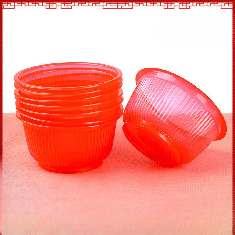 Tazón desechable Tazón rojo grueso Tazón transparente Boda Vajilla de grado alimenticio Tazón doméstico de plástico Tazón festivo especial para comer