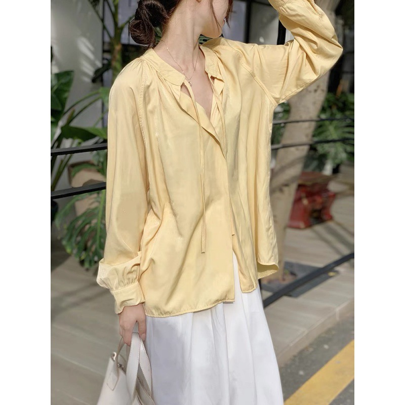 2023衬衫法式别致设计感很仙的长袖上衣女纯欲风娃娃衫