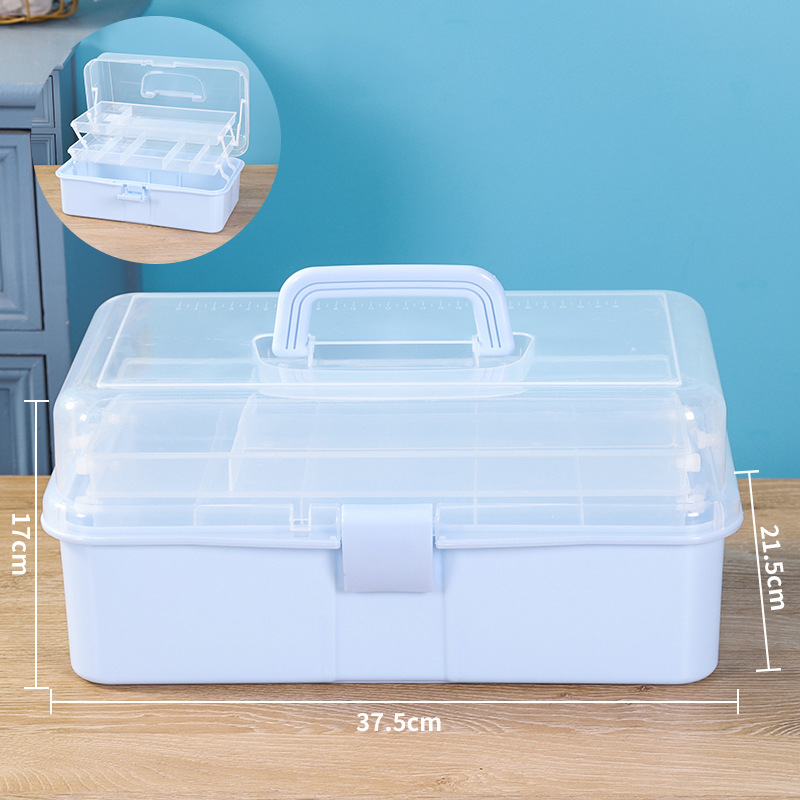 562 3 층 초대형 그리드 블루 38*21.5*17