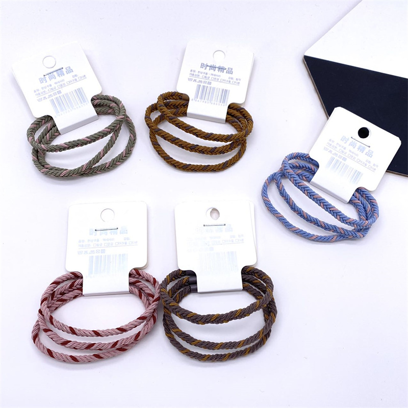 Estilo coreano básico de dos colores trenza pelo cuerda pequeña etiqueta clara accesorios para el pelo 3 Tarjeta de uñas chica cabeza cuerda 2 Yuan tienda suministro