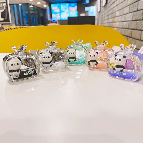 Oiled Acrylic Floating Doll Panda Keychain Exquisite Quicksand Keychain Bag Pendant Claw Machine Gift Wholesale