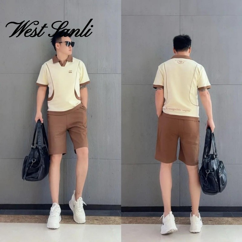 Summer Men's Two-Piece Set: Versatile, High-End, Stylish, Individualistic, Subtle Luxury, and Comfortable Polo Shirt Suit