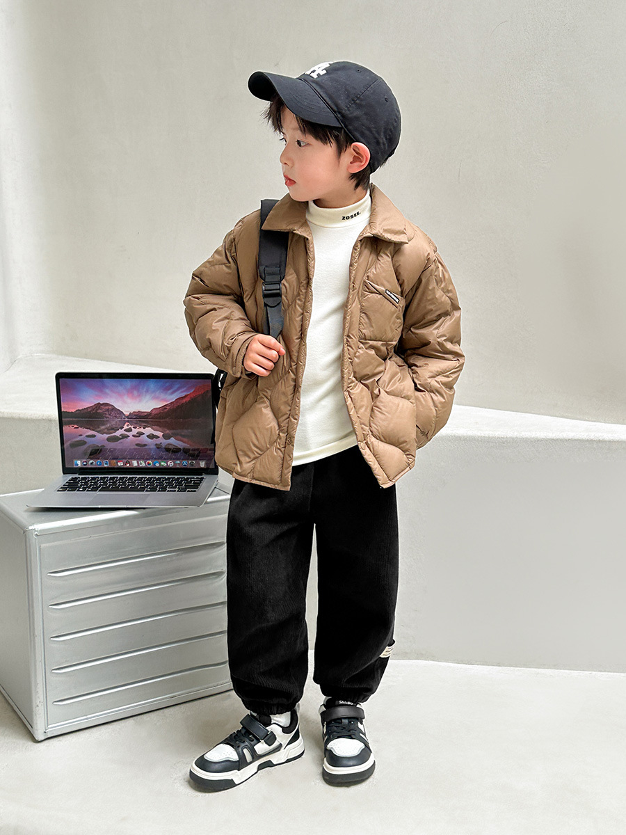 Zuoxi Kidsren's Clothing Boys' Velvet Pants Spring & Fall Casual Pants 2025 New Kidsren's All-In-One Velvet Corduroy Pants