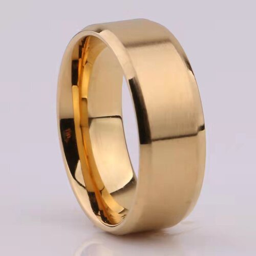Cross-border jewelry stainless steel double bevel frosted ring men's smooth brushed titanium steel ring factory wholesale