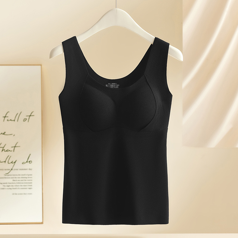 Otoño y invierno seda curado chaleco caliente de mujer cintura cojín de pecho integral sin usar sujetador más camisa de base gruesa camisa superior image 9