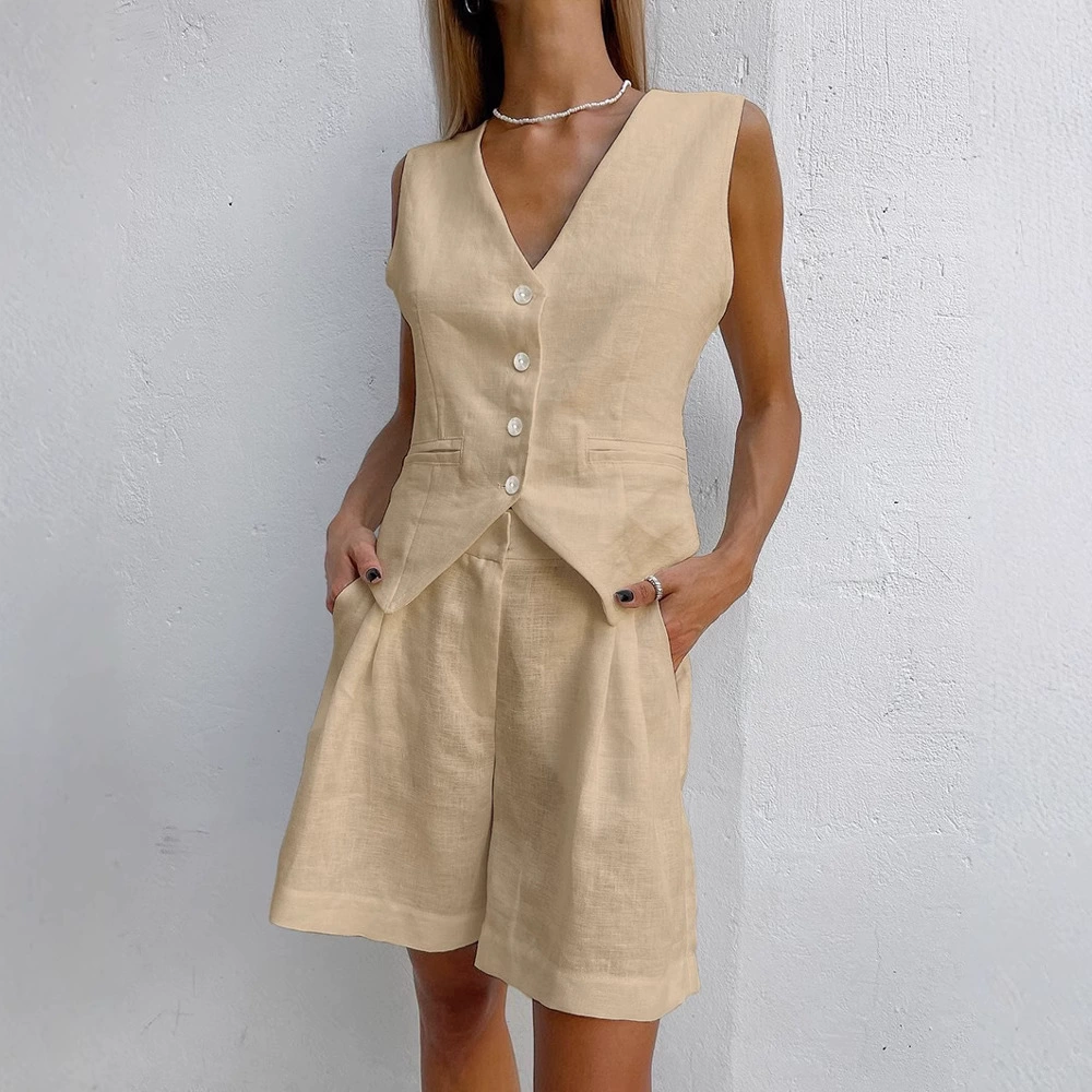 Европейский и американский трансграничный женский летний новый набор повседневный жилет