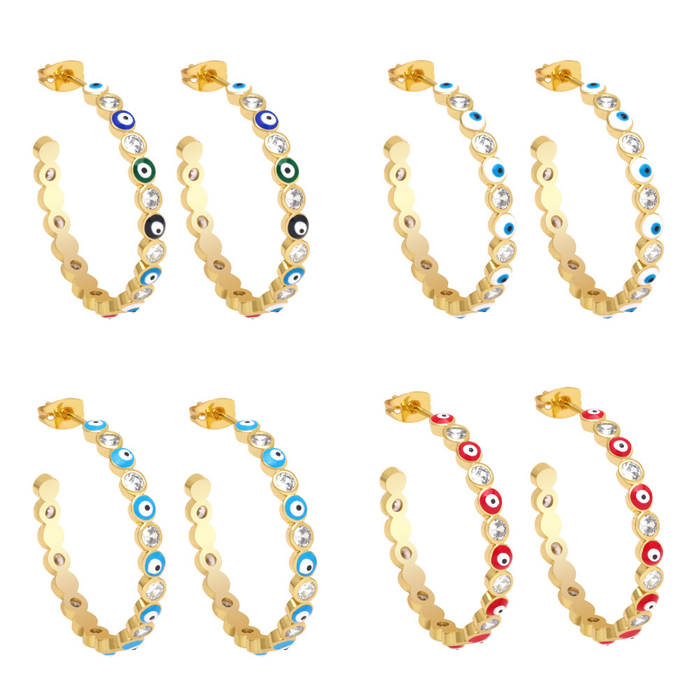 2022 New Fashion Simple Devil Eye Metal Earrings Wholesale