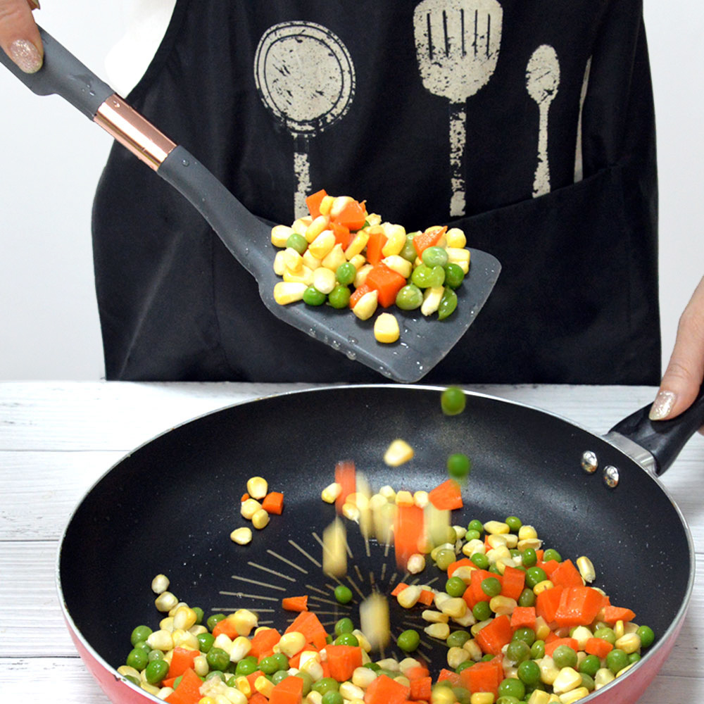 Amazon Silicone Kitchenware Set Non-stick Pan Spatula Silicone Soup Spoon Ladle Skimmer Kitchen Cooking Spatula Spoon