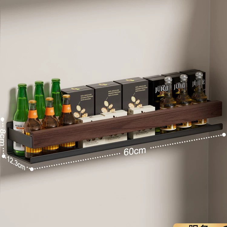 Walnut kitchen hook hole-free hanging rod pot spoon shovel hanger multi-function wall-mounted storage rack