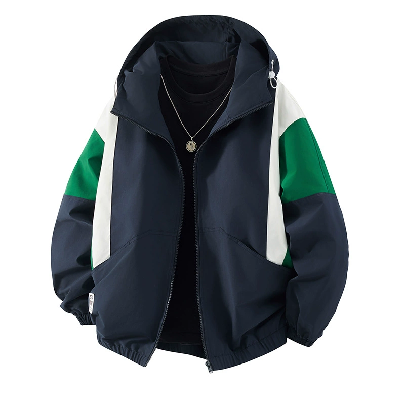Осенняя новая популярная высококачественная рабочая куртка контрастного цвета с воротником-стойкой для мужчин и женщин, тяжелая водонепроницаемая и водонепроницаемая.