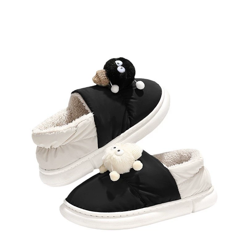 2024 новый милый briquettes пуховое хлопковое Slippers женские сумка каблук водонепроницаемые домашние хлопковые тапочки толстая подошва
