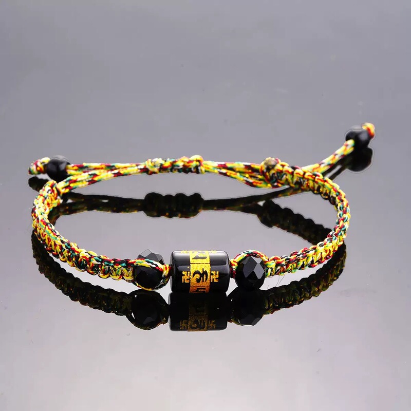 Hand-Woven Five-Color Thread Bracelet, Xizang Six-Character Mantra Barrel Bead Bracelet, Dragon Boat Festival Colorful Rope Bracelet, Small Gift Hand-Woven Five-Color Thread Bracelet, Xizang Six-Character Mantra Barrel Bead Bracelet, Dragon Boat Festival Colorful Rope Bracelet, Small Gift