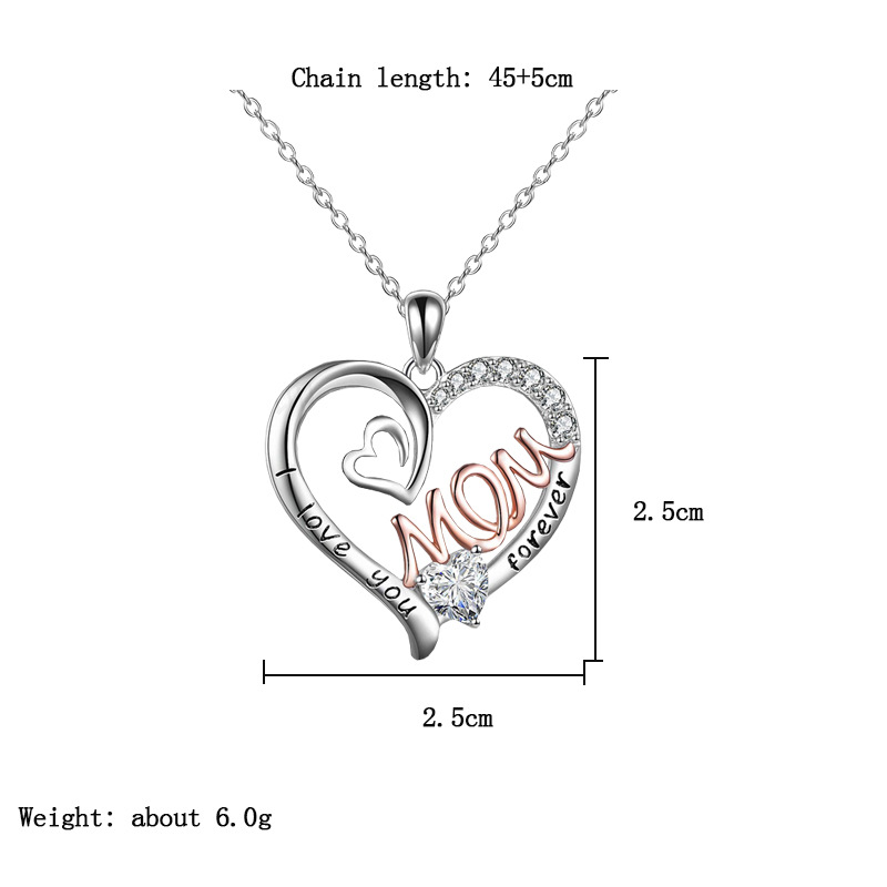 Mama Letter Heart Shape Alloy Inlay Rhinestones Mother's Day Women's Necklace display picture 1