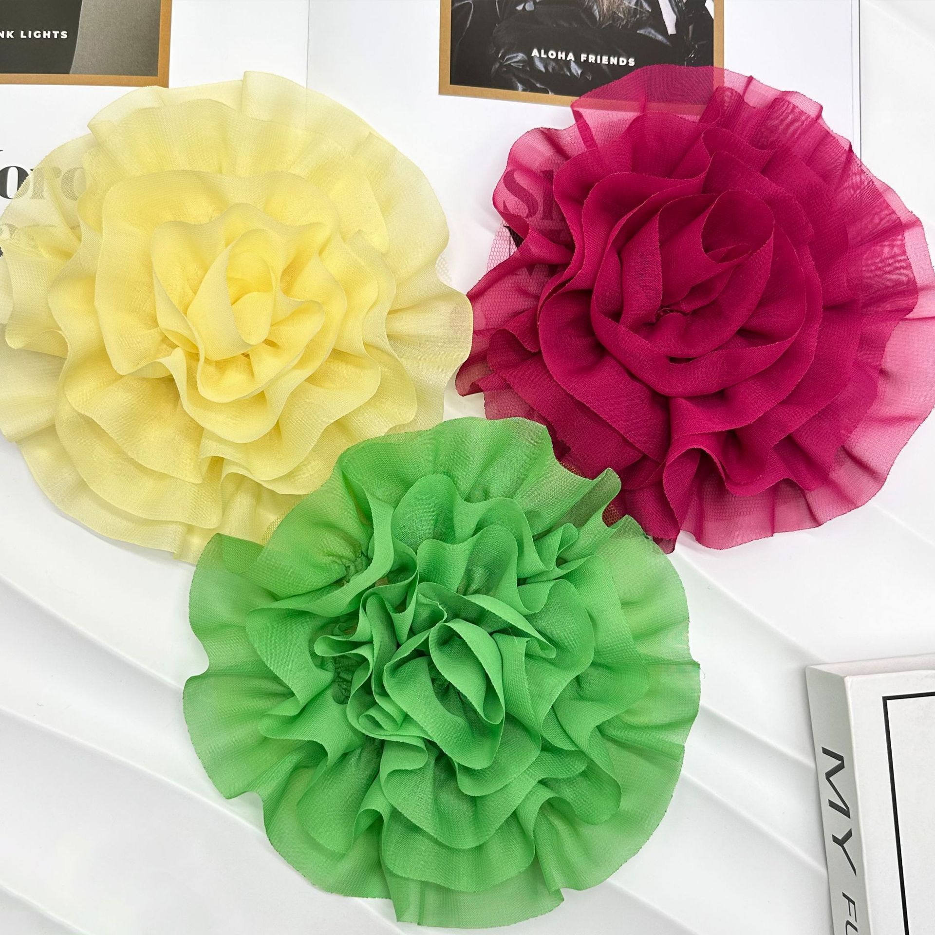 Nuevo 18cm mano multicapa tela estereoscópica gran flor fiesta vestido vestido flor de pecho accesorios accesorios de flores