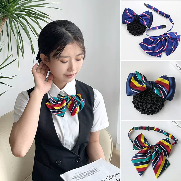 Bank Tie Set for Women, Professional Shirt Collar Flower, Work Hair Bun Hair Flower, 2025 New Printed Accessories