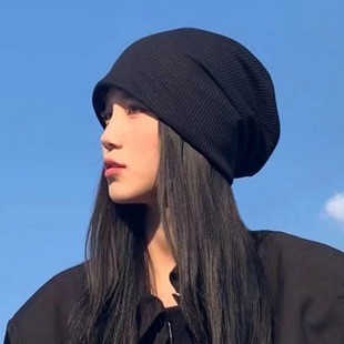 Face Small Ins Black Hat Women's Spring and Autumn All-match Breathable Heap Hat Summer Wool Hat Baotou Large Cold Hat