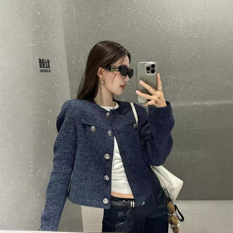 Early Autumn Unique and Super Stylish Blue Short Jacket for Women, Early Autumn High-End, Age-Reducing, Beautiful and Fashionable Top Early Autumn Unique and Super Stylish Blue Short Jacket for Women, Early Autumn High-End, Age-Reducing, Beautiful and Fashionable Top