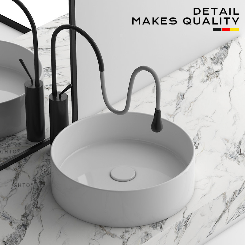 Nordic Countertop Washbasin, Small Household Children's Washbasin, Ceramic Round Balcony Basin, Washstand, Art Basin