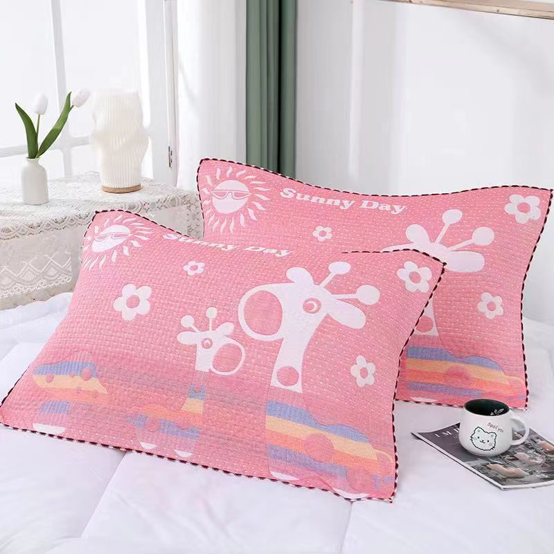 Three-layer gauze pillowcase cartoon jacquard four seasons student adult couple blanket towel large pillowcase wholesale dropshipping one piece