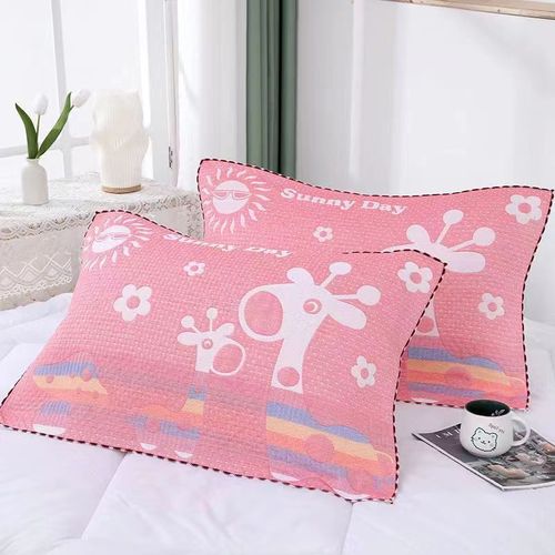 Three-layer gauze pillowcase cartoon jacquard four seasons student adult couple blanket towel large pillowcase wholesale dropshipping one piece