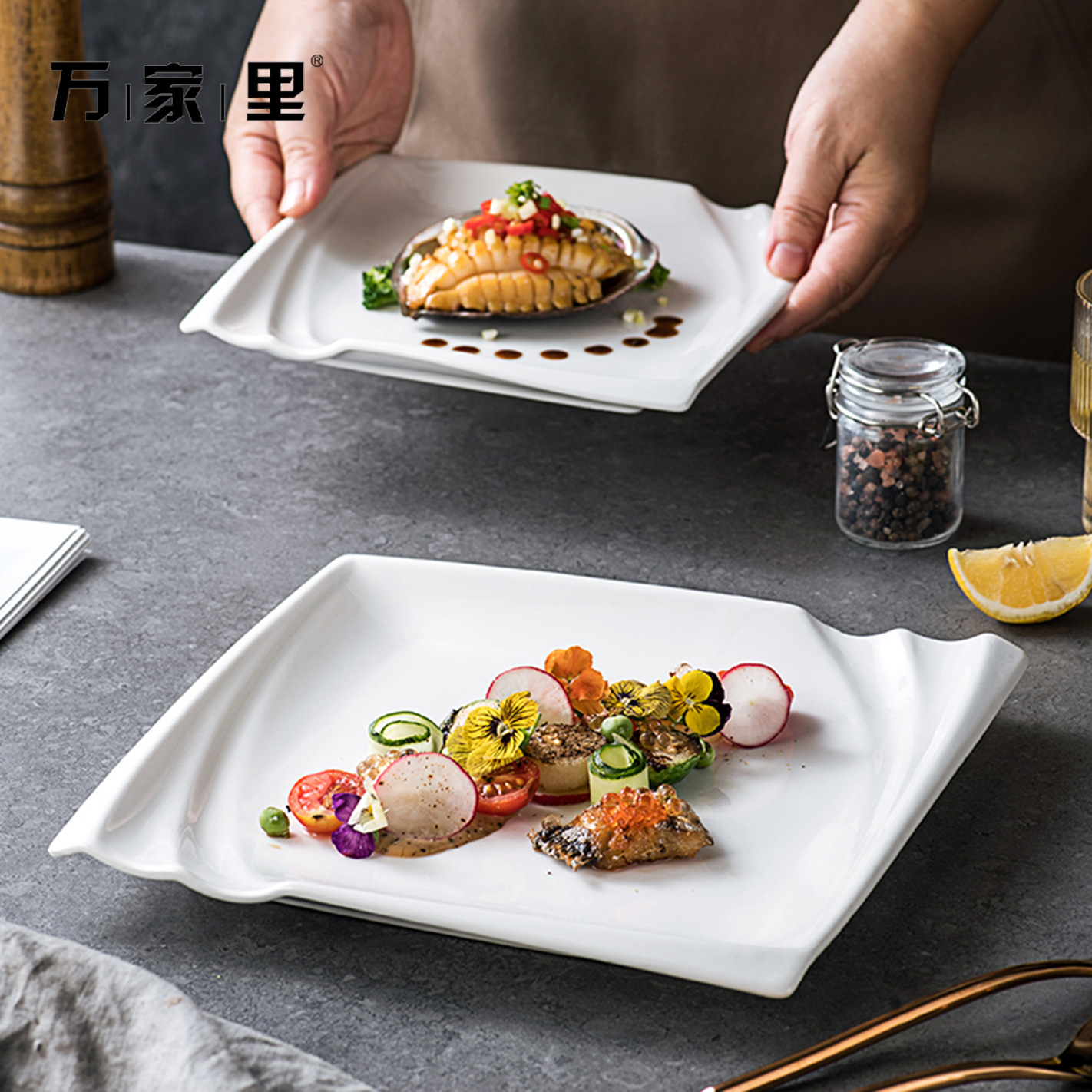 Cerámica de carne blanca pura postre plato creativo platos de platos caseros platos de pastel platos de platos occidentales